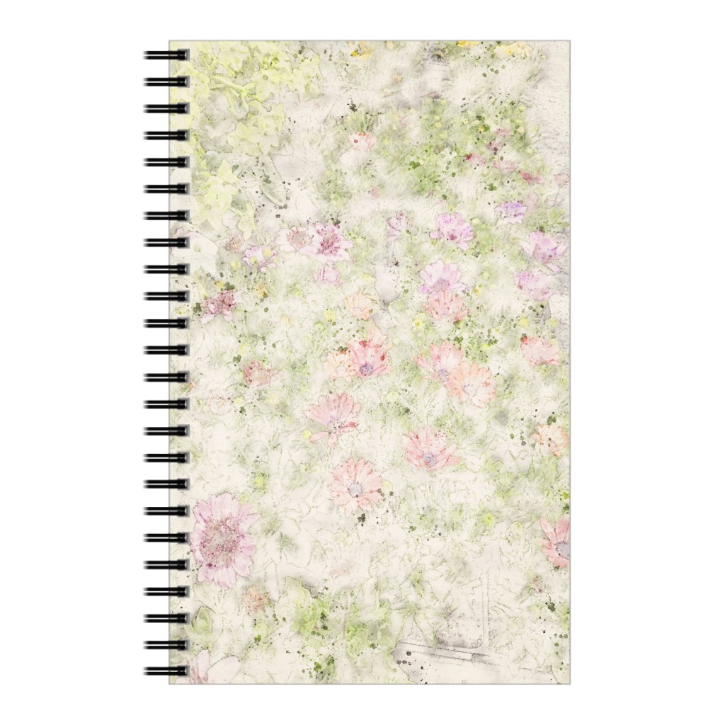 Watercolor Floral - Beige and Pink Notebook, 5x8, Beige