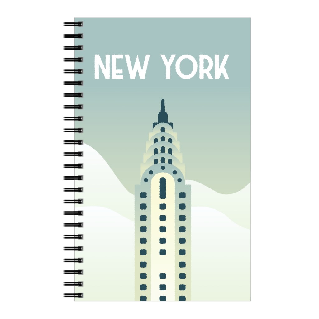 New York City Chrysler Building Notebook, 5x8, Green, Sage