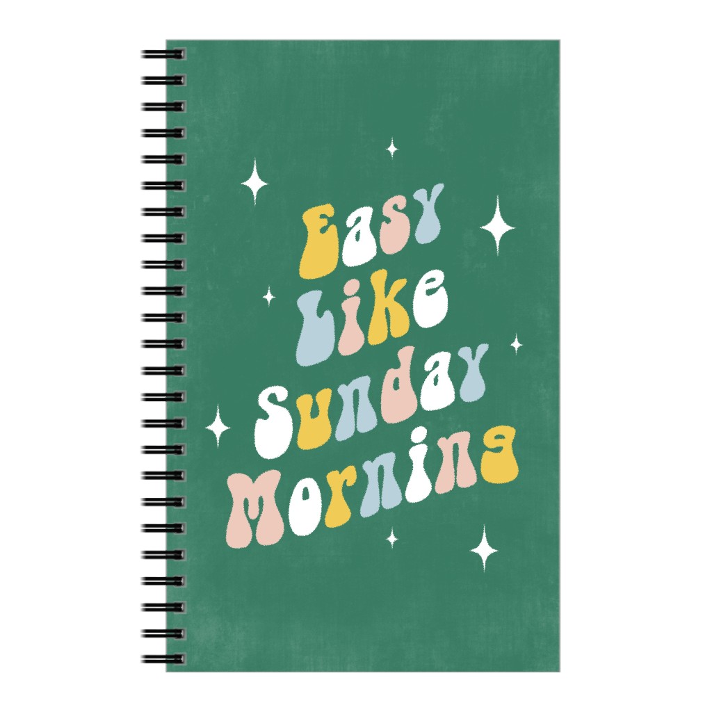 Easy Like Sunday Morning - Multi on Green Notebook, 5x8, Green, Classic Green