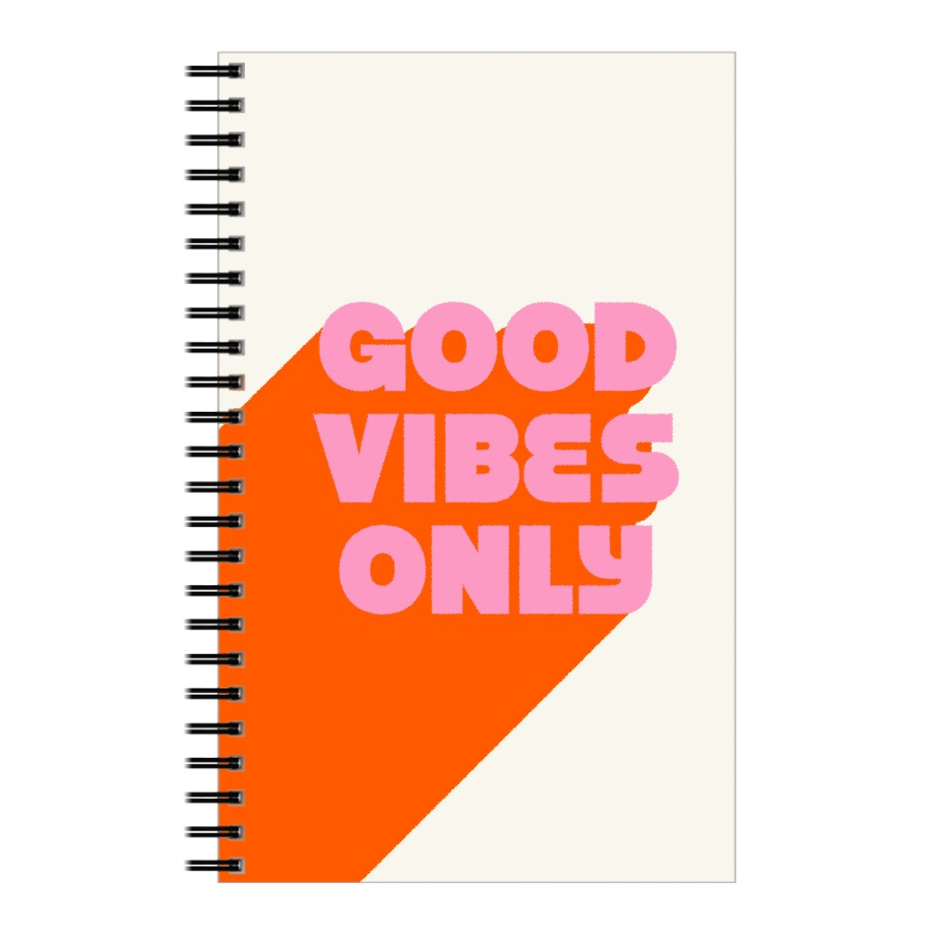 Good Vibes Only - Orange and Pink Notebook, 5x8, Red