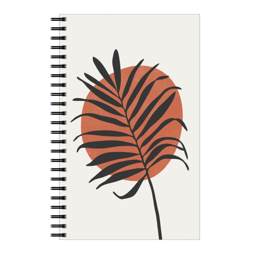 Abstract Leaf Frond - Terracotta and Ivory Notebook, 5x8, Brown, Brown