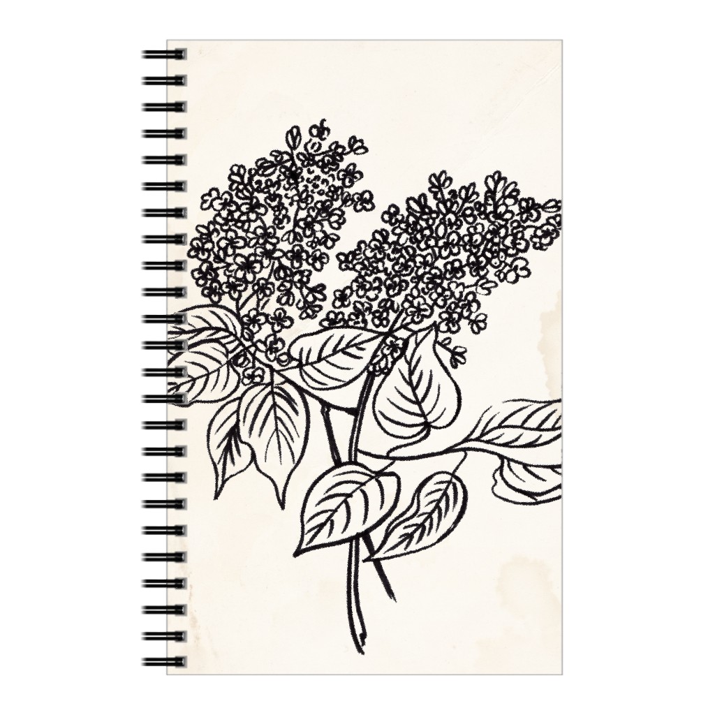 Vintage Lilac Sketch - Beige and Black Notebook, 5x8, Beige