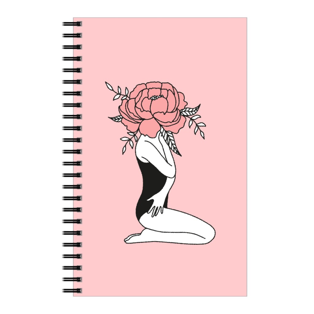 Modern Feminine Abstract - Pink Notebook, 5x8, Pink, Bright Pink