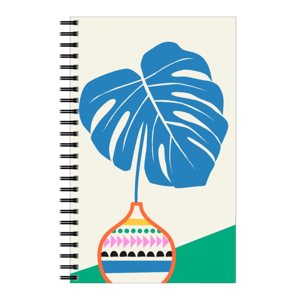 Monstera Leaf in Vase - Multi Notebook, 5x8, Multicolor