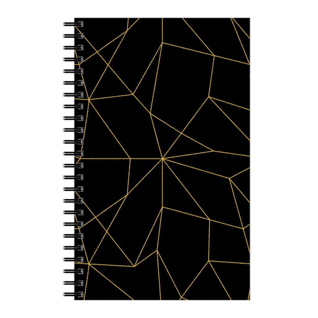 Abstract Gold Lines Notebook, 5x8, Black, Rich Black