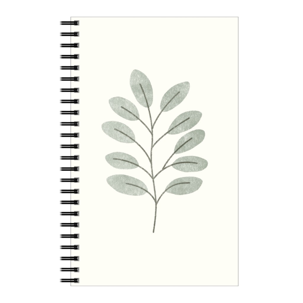 Botanical Greenery - Green Notebook, 5x8, Gray