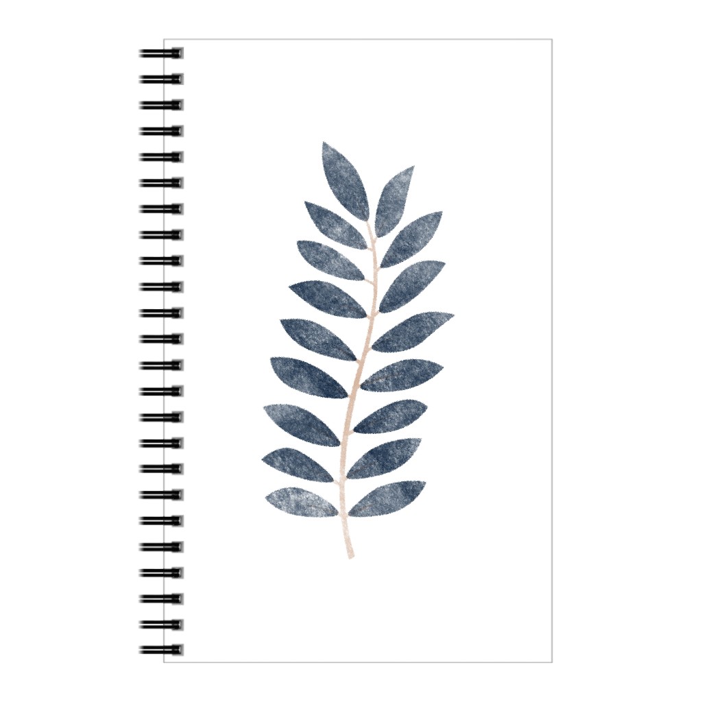 Botanical Leaf Iii Notebook, 5x8, Blue, Storm