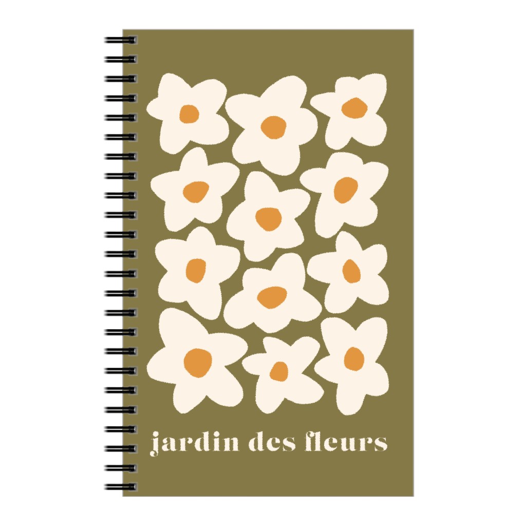Botanical Graphic Retro Flower Garden Notebook, 5x8, Green