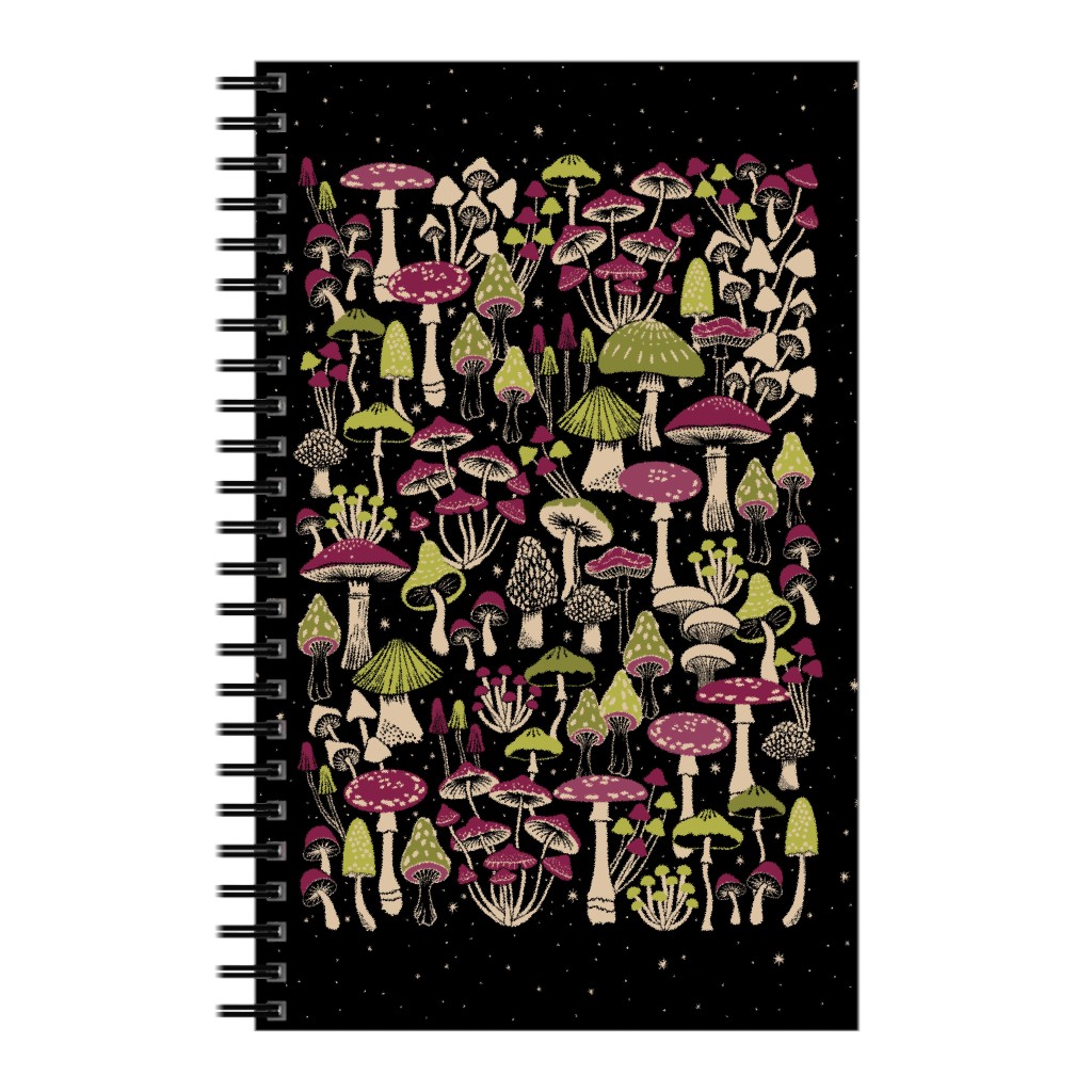Mushrooms and Stars Notebook, 5x8, Multicolor