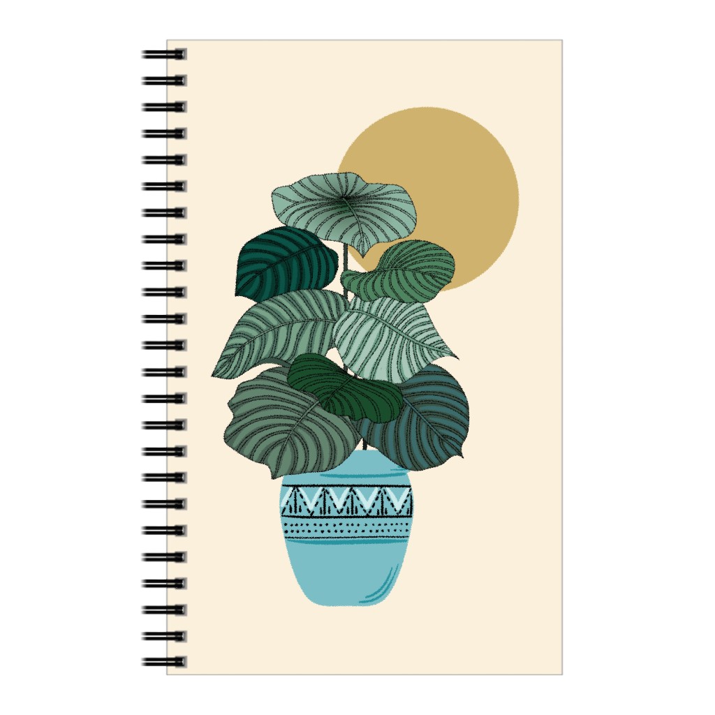 Calla - Green and Beige Notebook, 5x8, Green