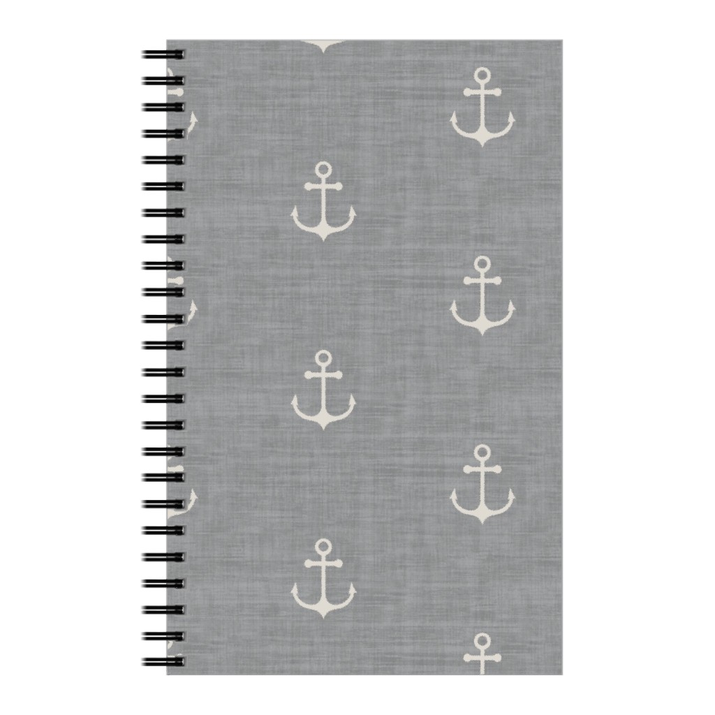 Anchor - Ivory on Light Grey Texture Notebook, 5x8, Gray