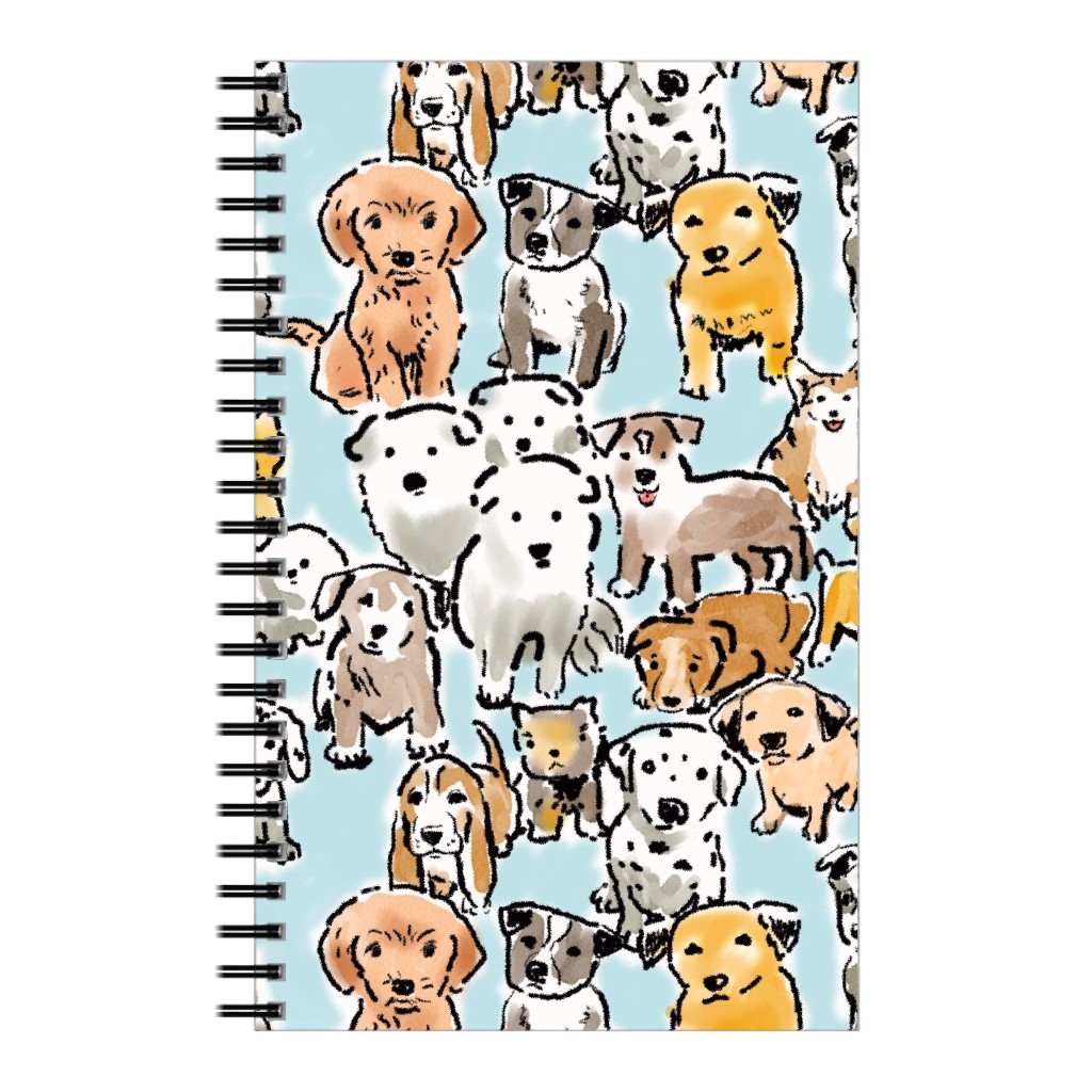 Puppies Notebook, 5x8, Blue, Hydrangea