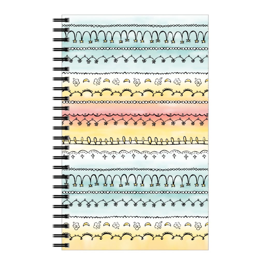 Frills and Fancies - Watercolor Stripe Notebook, 5x8, Multicolor