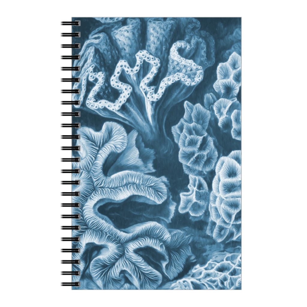 Coral All Over in Sea Blue Notebook, 5x8, Blue