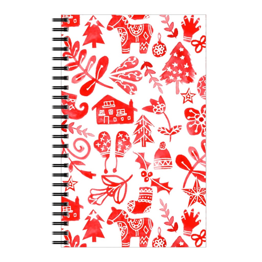 Red Christmas Notebook, 5x8, Red, Red