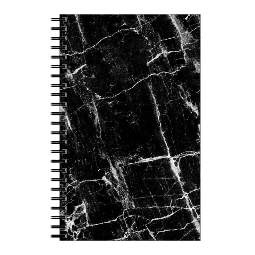 Cracked Black Marble Notebook, 5x8, Black