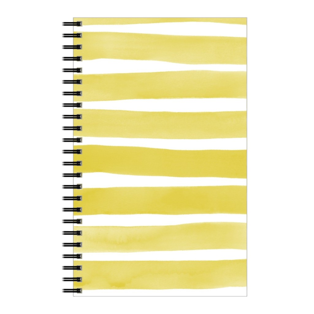 Imperfect Watercolor Stripes Notebook, 5x8, Yellow, Green Apple