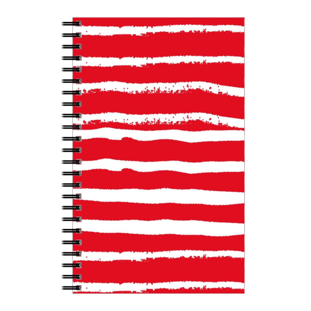 Painted Stripes - Red Notebook, 5x8, Red, Red