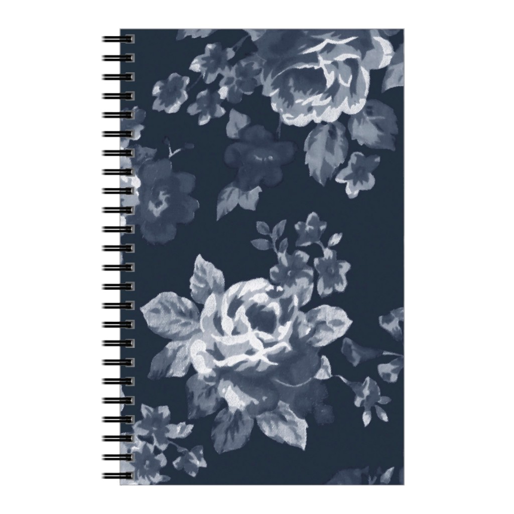 Navy Floral Notebook, 5x8, Blue, True Blue