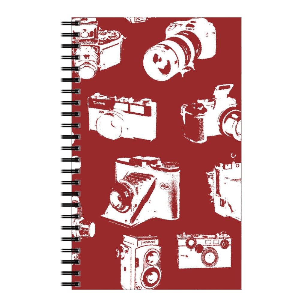 Retro Cameras Notebook, 5x8, Red, Spanish Red