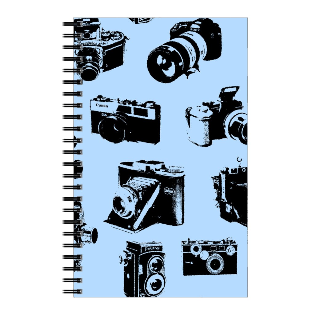 Retro Cameras Notebook, 5x8, Blue, Powder