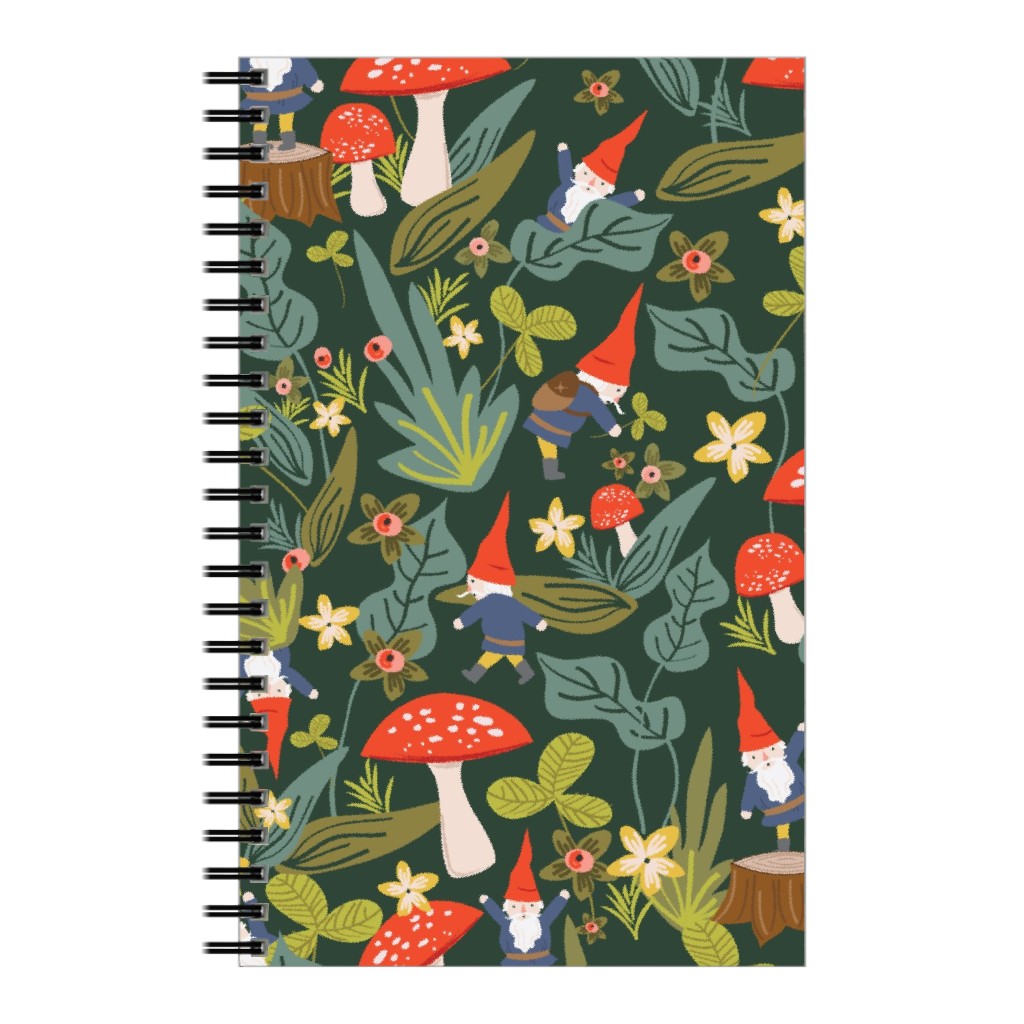 Woodland Gnomes - Green Notebook, 5x8, Green, Classic Green