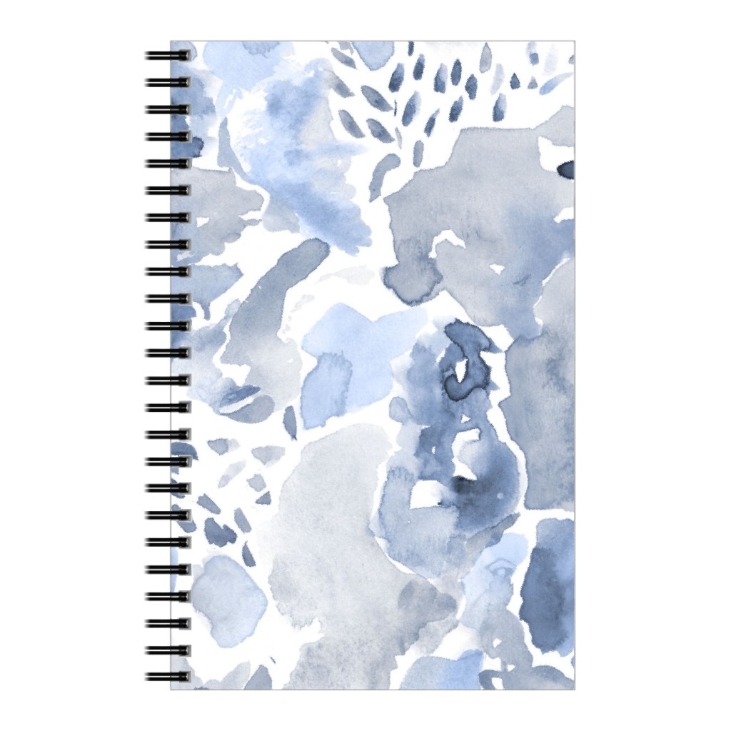 Happy Abstract Watercolor Notebook, 5x8, Blue