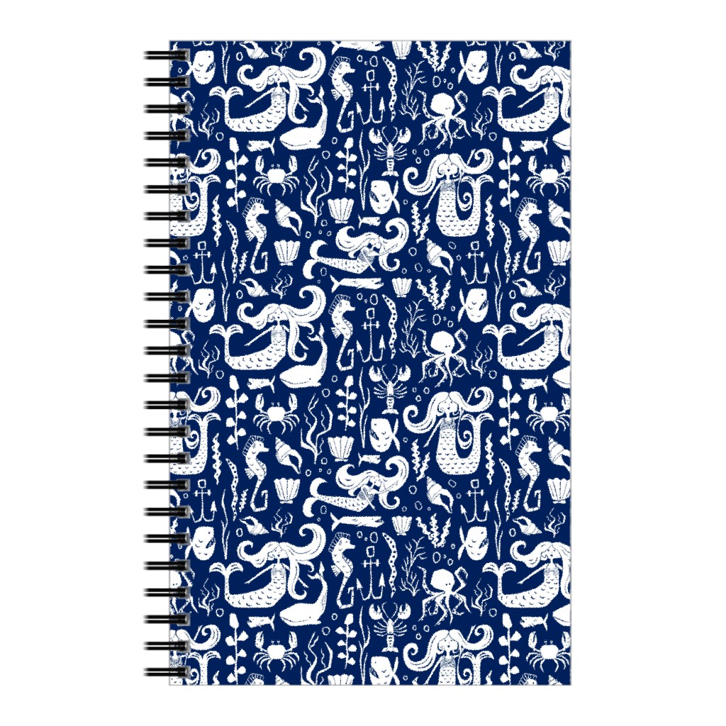 Under the Sea - Nautical Mermaid - Navy Notebook, 5x8, Blue