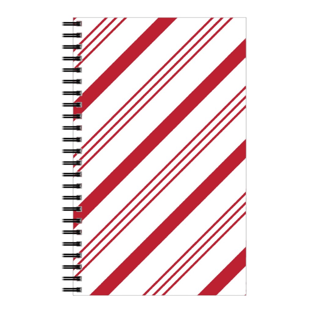 Candy Cane Stripes - Red on White Notebook, 5x8, Red