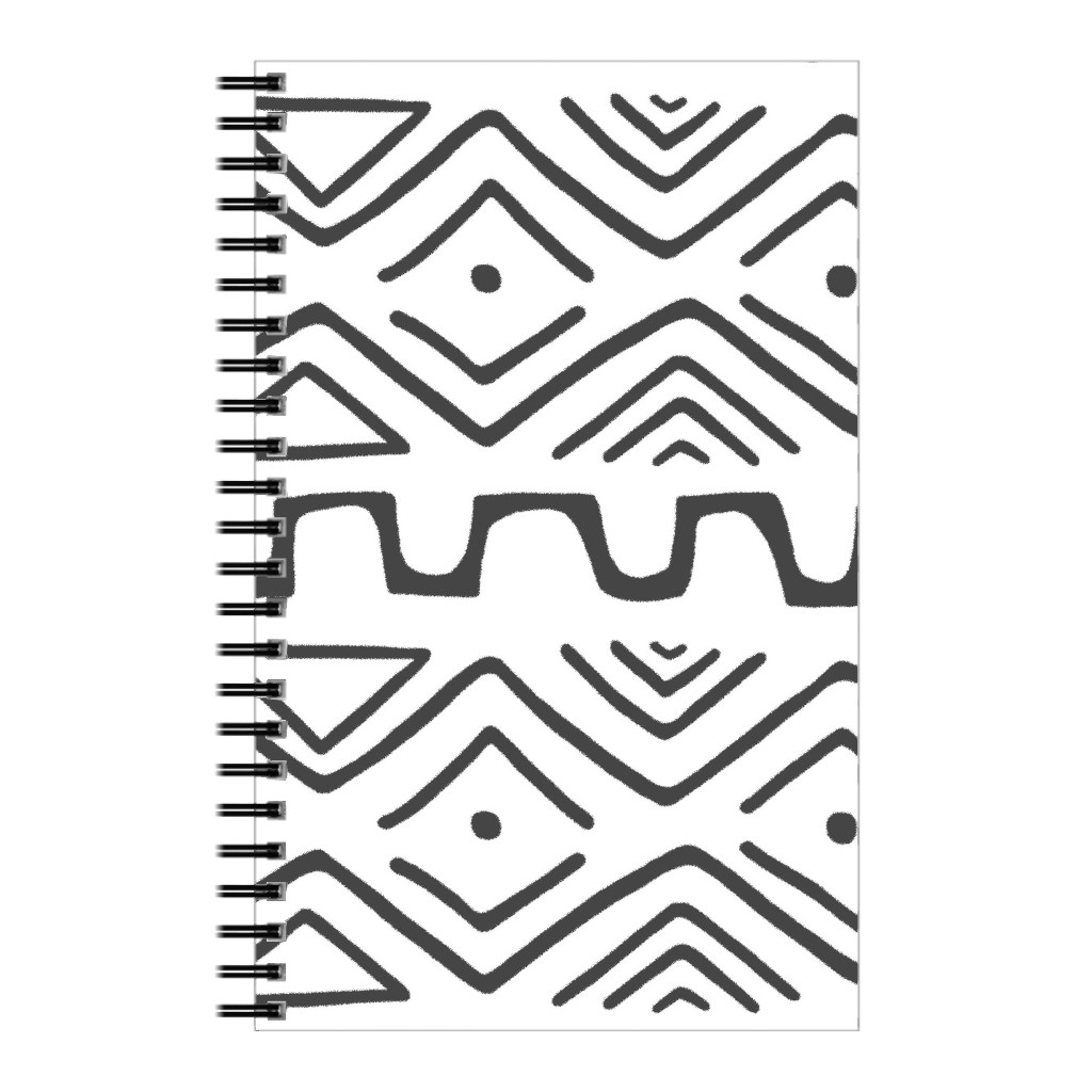 Mud Cloth - White Notebook, 5x8, White