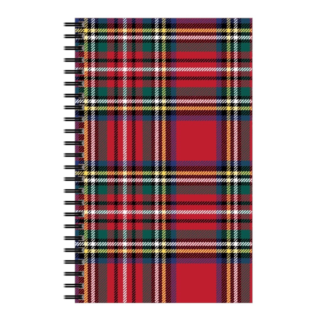 Royal Stewart Tartan Style Repeat Perfect for Christmas Notebook, 5x8, Red