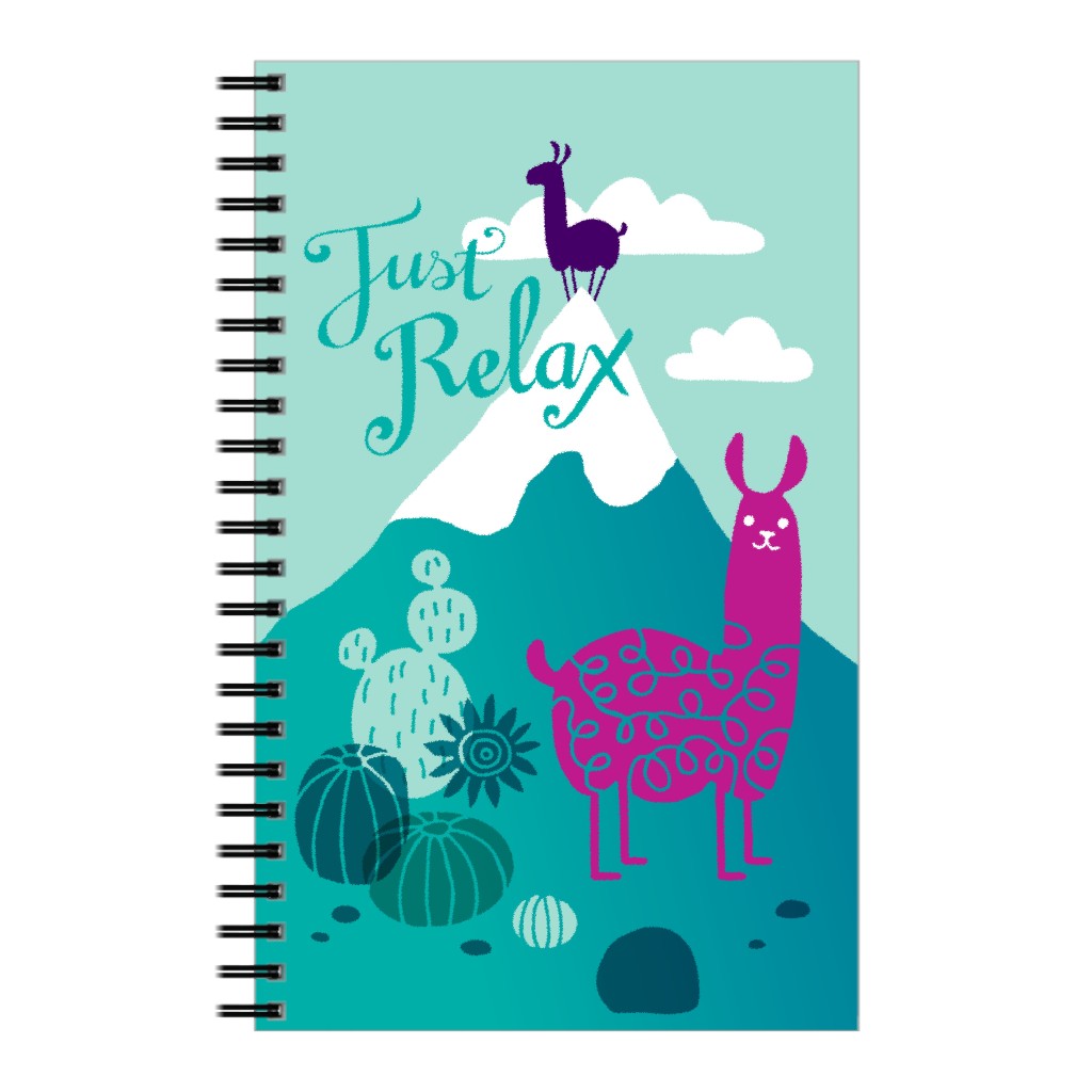 Llama Relax - Blue Notebook, 5x8, Blue