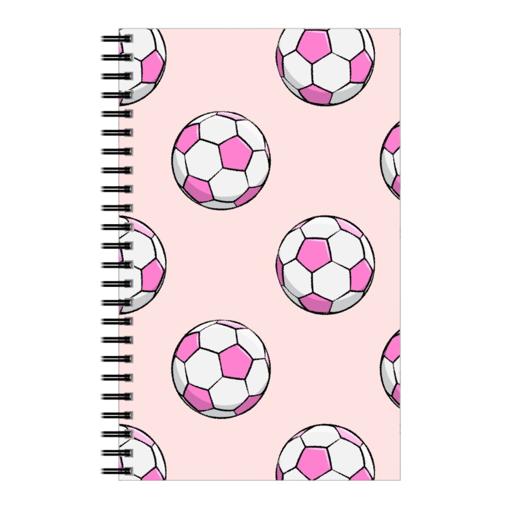 Soccer Balls Notebook, 5x8, Pink