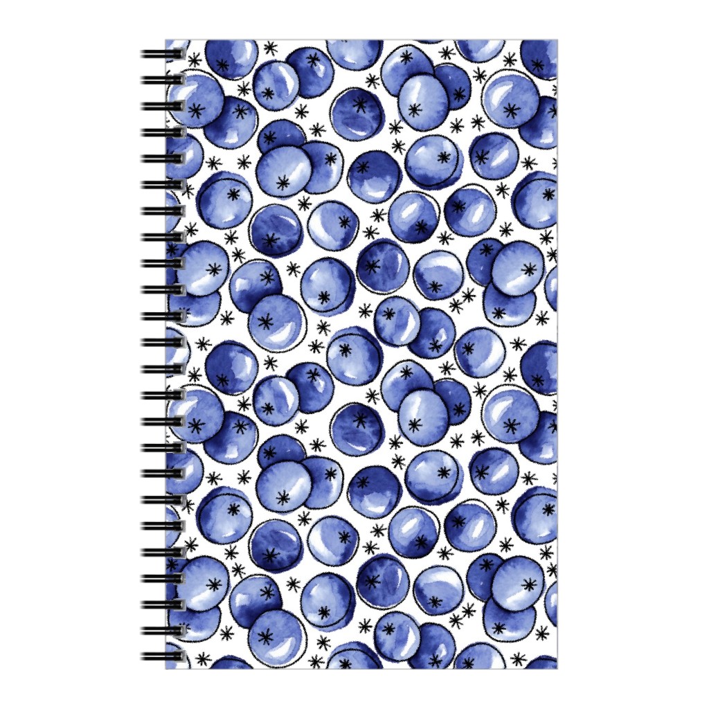 Watercolor Blueberries Notebook, 5x8, Blue