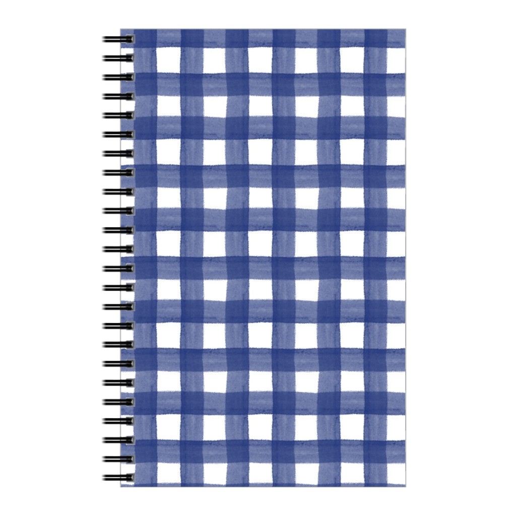 Watercolor Gingham - Navy Blue Notebook, 5x8, Blue