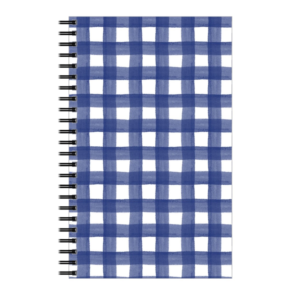 Watercolor Gingham - Navy Blue Notebook, 5x8, Blue, True Blue