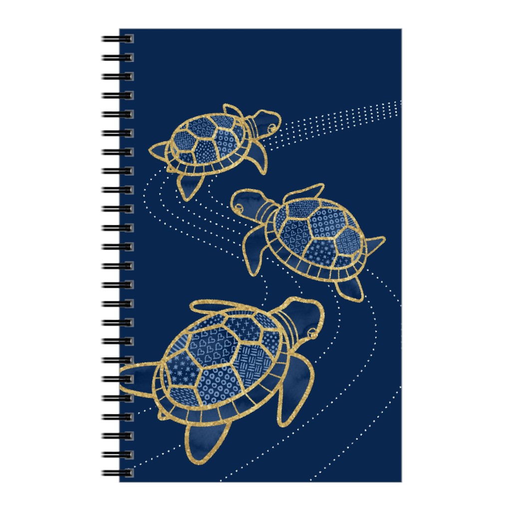 Three Turtles Notebook, 5x8, Blue