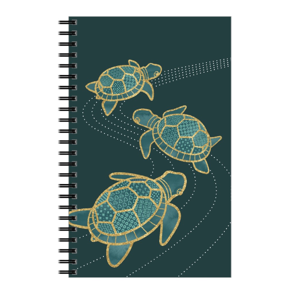 Three Turtles Notebook, 5x8, Green