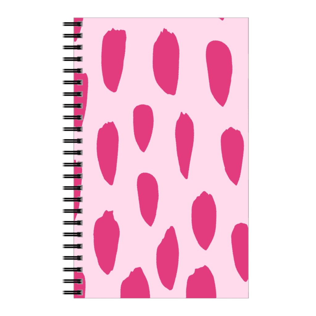 Brushstrokes - Fuchsia and Light Pink Notebook, 5x8, Pink