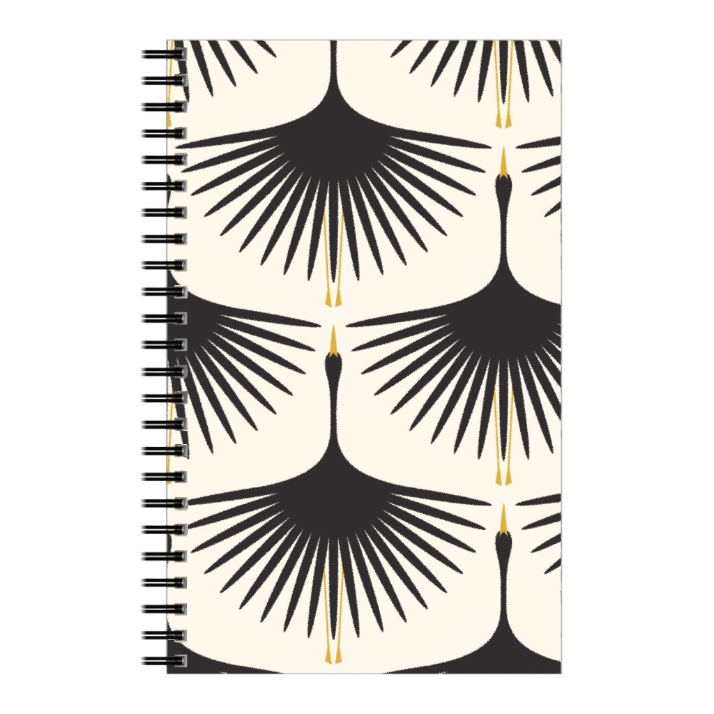 Art Deco Swans Notebook, 5x8, Beige