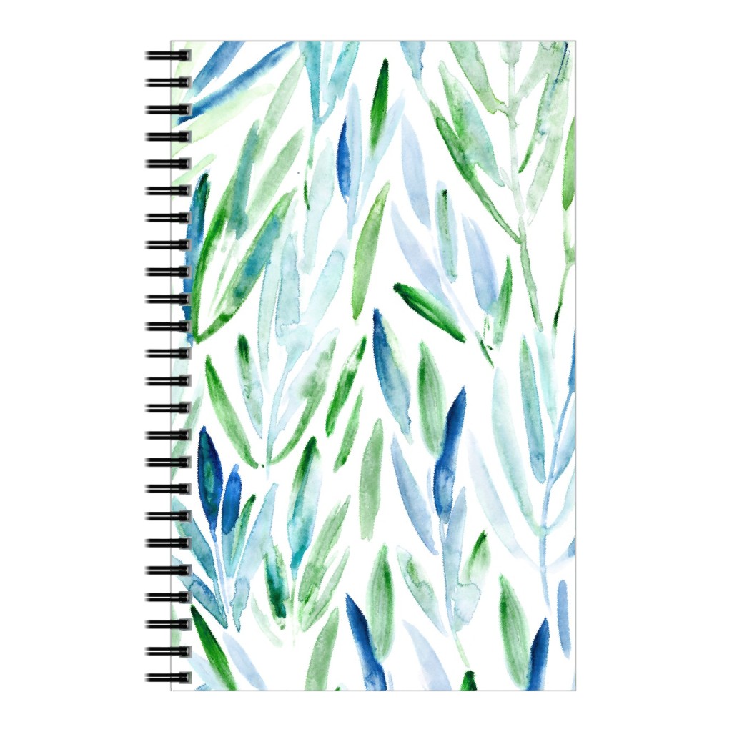 Watercolor Eucalyptus Leaves - Blue and Green Notebook, 5x8, Green, Classic Green