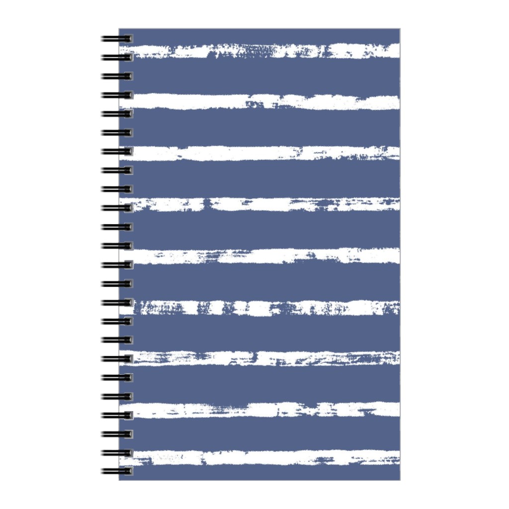 Distressed Dusty Blue and White Stripes Notebook, 5x8, Blue