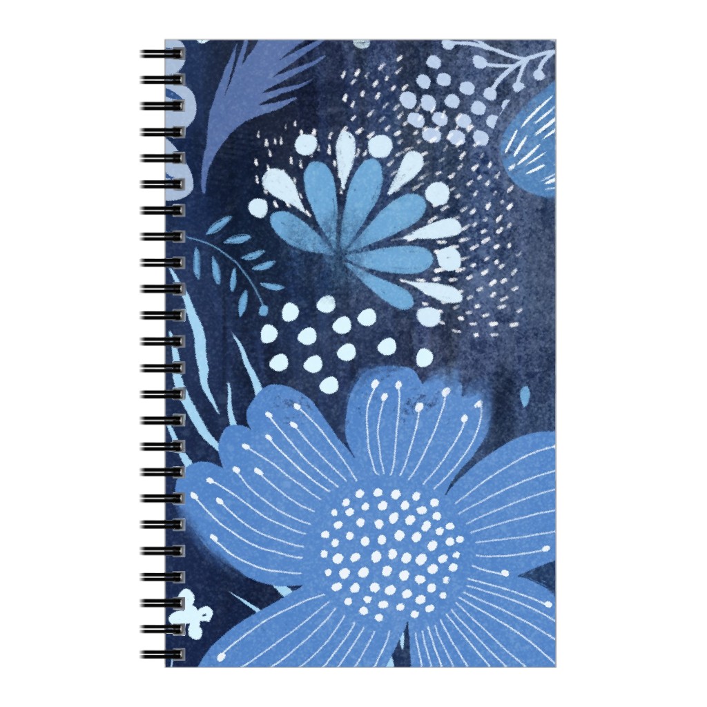 Shibori Flower Abundance - Blue Notebook, 5x8, Blue, True Blue