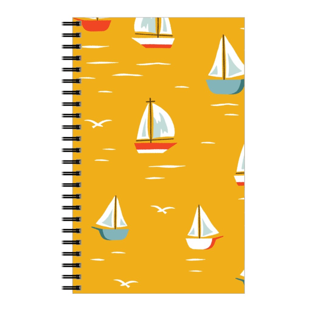 Sailboats Notebook, 5x8, Yellow, Eggyolk