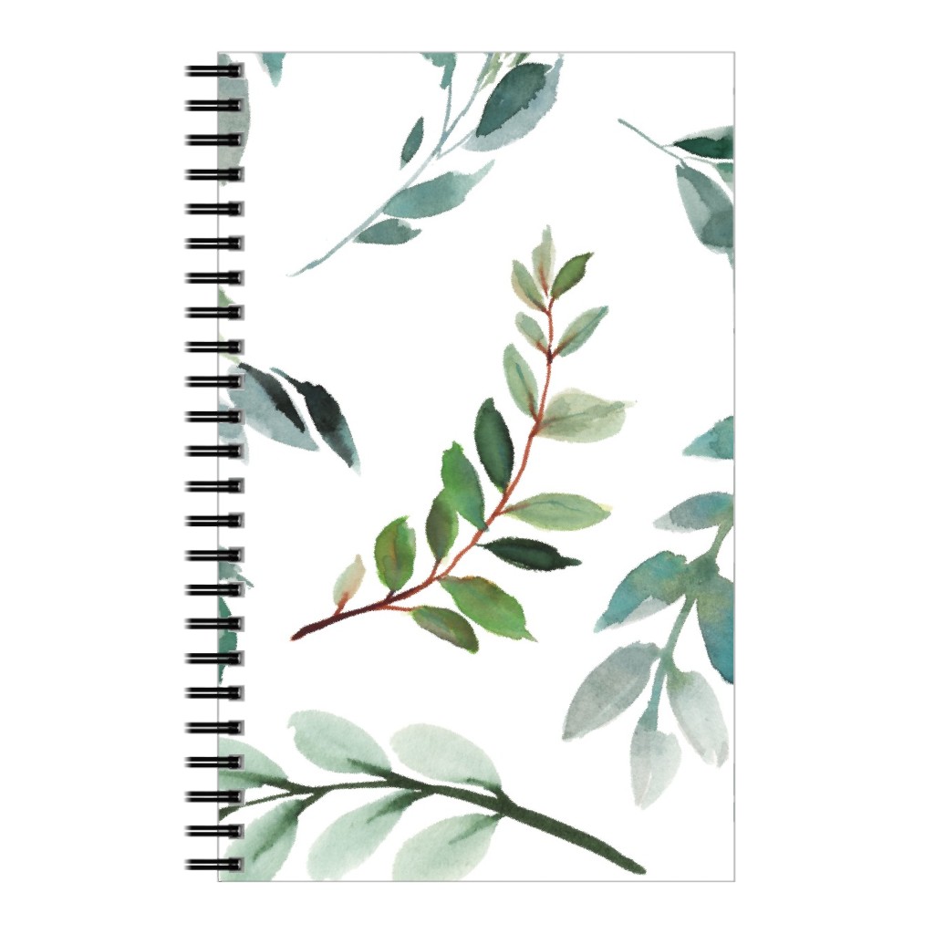 Paprika Floral Greenery Leafs - Green Notebook, 5x8, Green, Classic Green