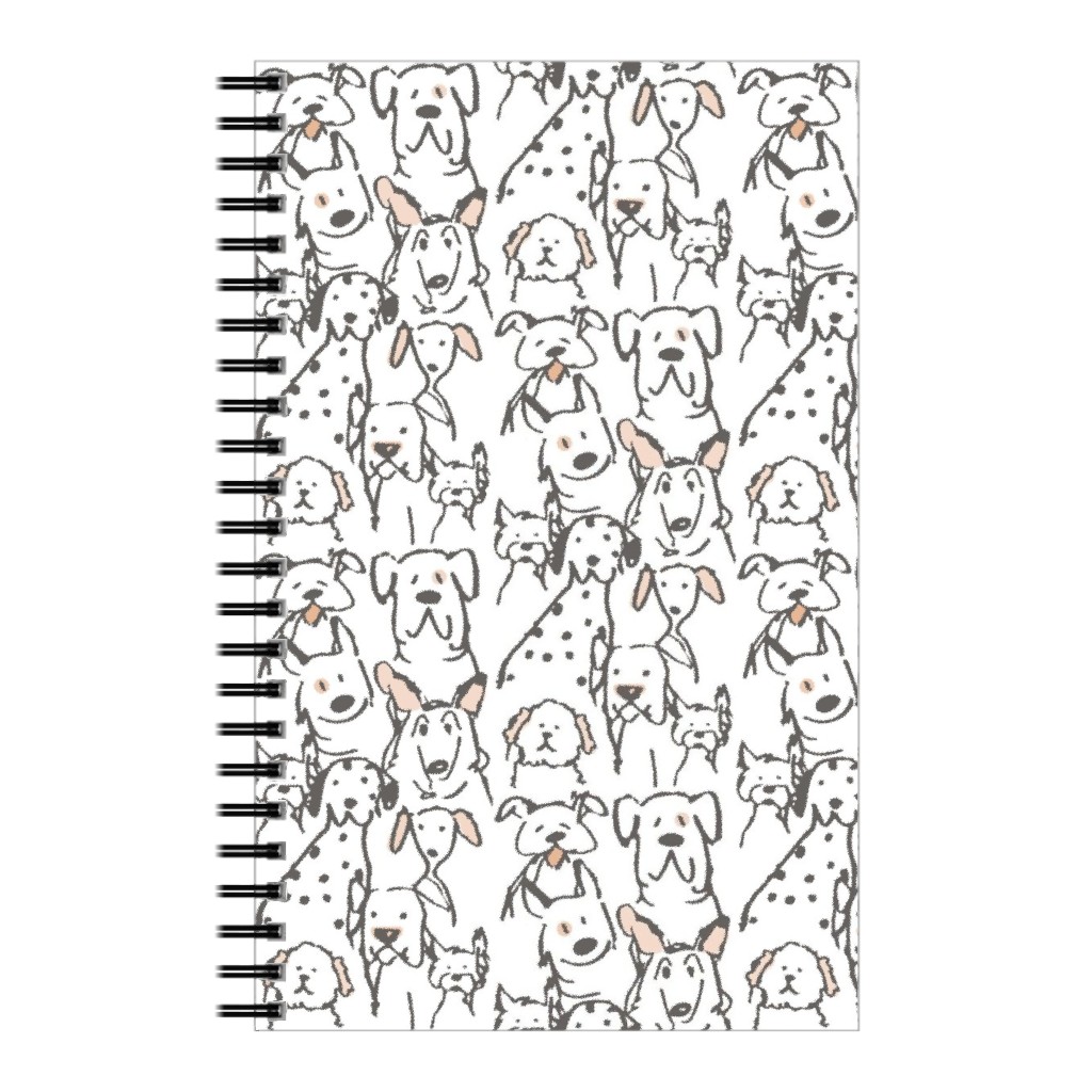 Peach Pop Doodle Dogs - Black and White Notebook | Shutterfly