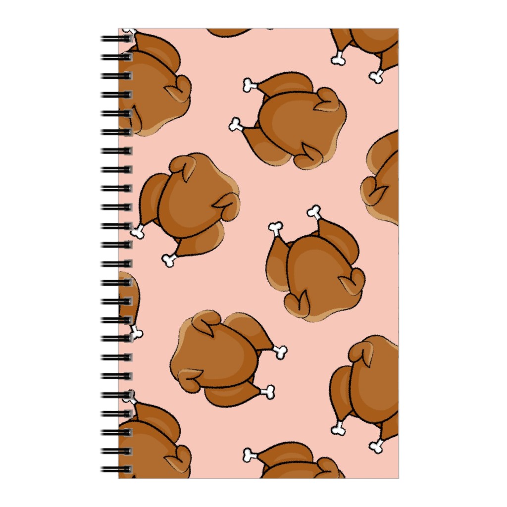 Thanksgiving Day Turkey Toss Notebook, 5x8, Pink, Beige