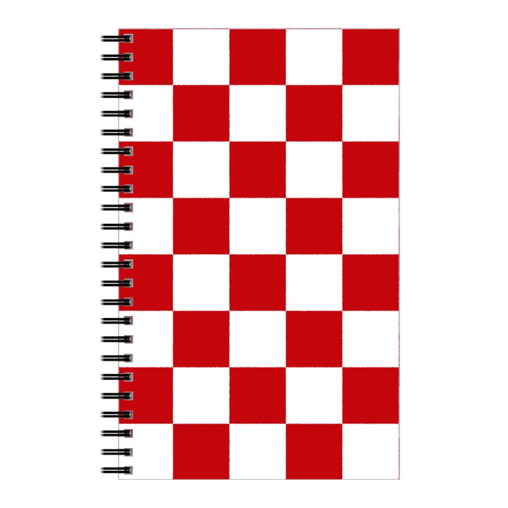 Checkerboard - Red and White Notebook, 5x8, Red, Red