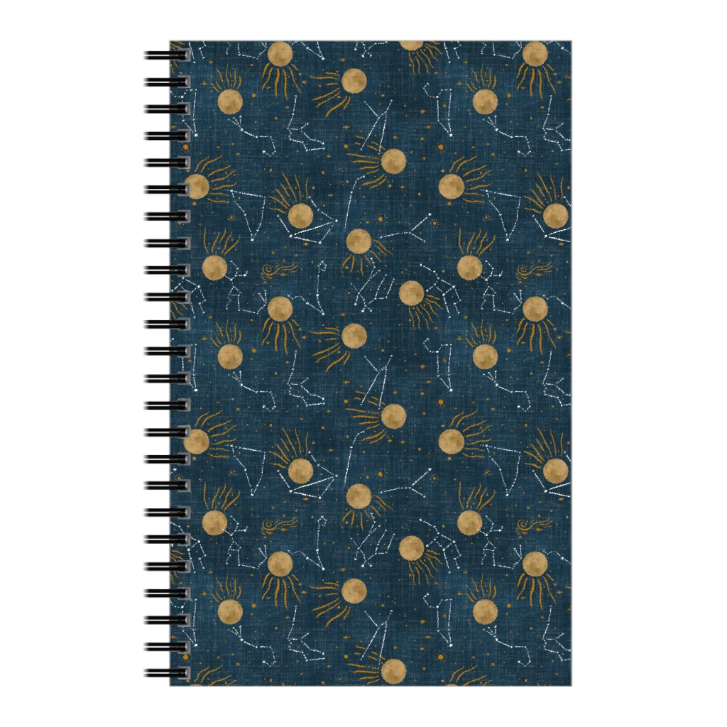 Moon Sparkle Zodiac Notebook, 5x8, Blue