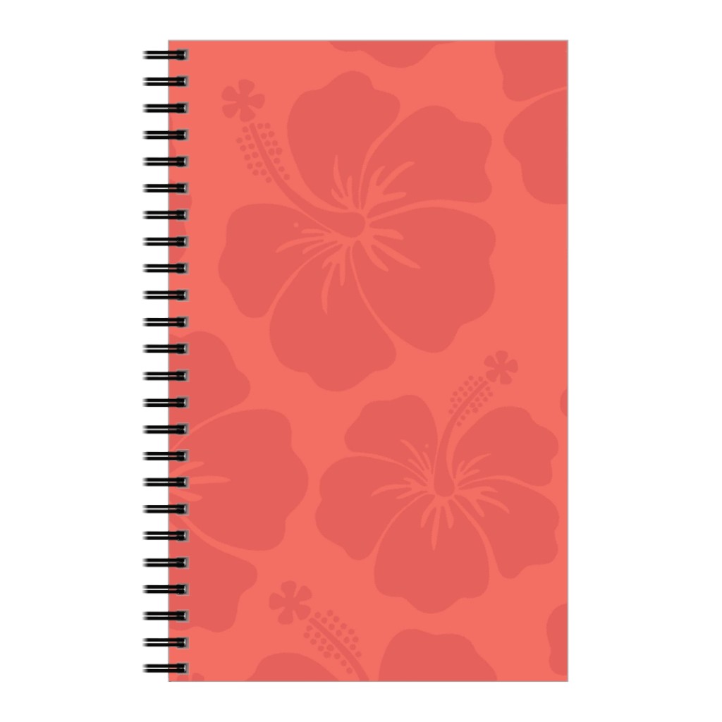Hibiscus Florals - Coral and Red Notebook, 5x8, Pink
